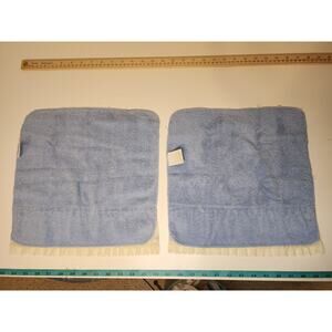 UTICA BY JPSTEVENS Blue with Lace Trim Washcloth VINTAGE -set of 2